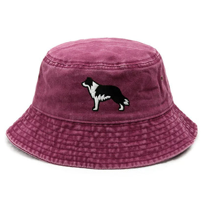 Border Collie Washed Cotton Vintage Outdoor Beach Gift Bucket Hat
