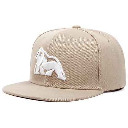 Unisex Gorilla Embroidered Flat Brim Baseball Cap