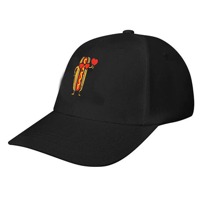 Distressed Hot Dog Heart Valentine Baseball Cap