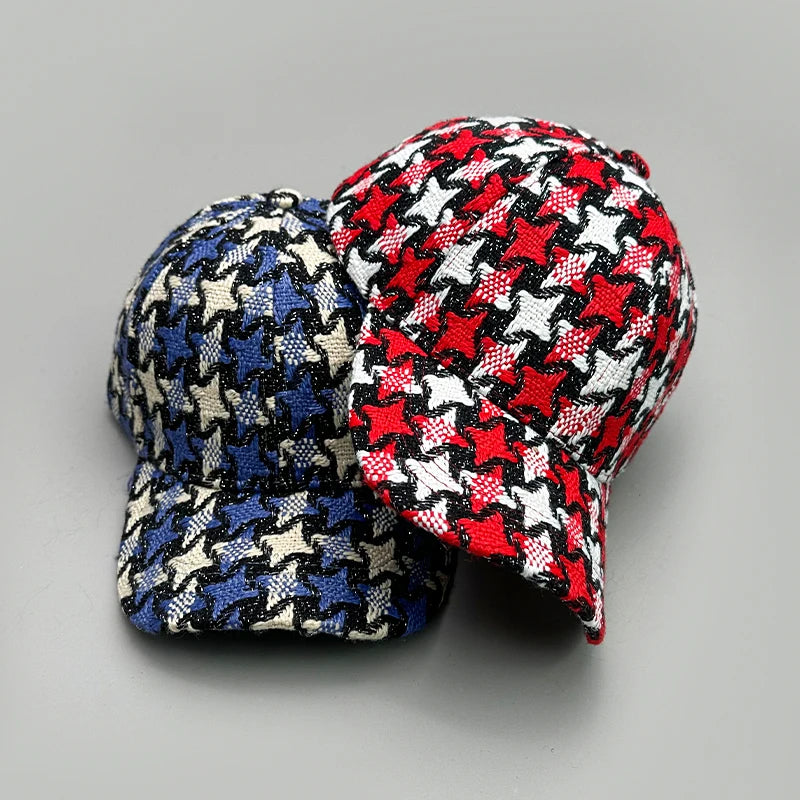 Versatile Color Block British Check Snapback Cap
