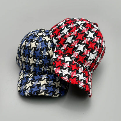 Versatile Color Block British Check Snapback Cap