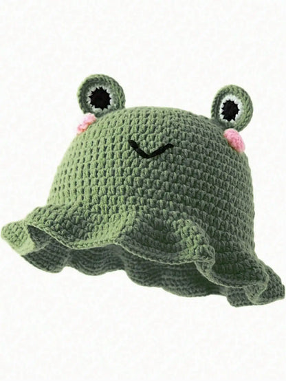 Hand Woven Frog Ruffled Fisherman Bucket Hat