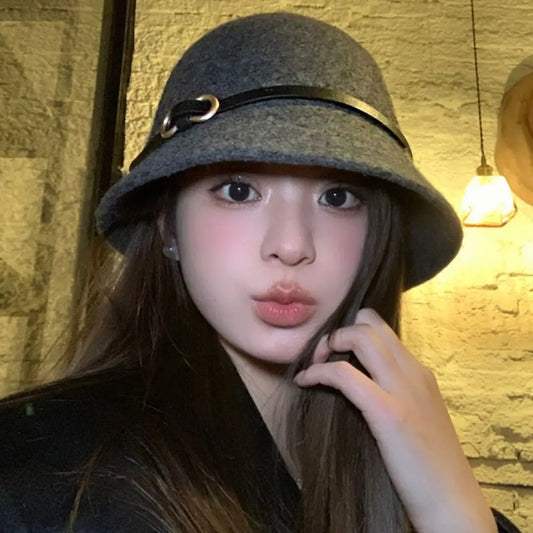 Elegant Solid Wool Fisherman Bucket Hat