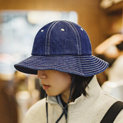 Vintage Denim Wide Brim Bucket Hat
