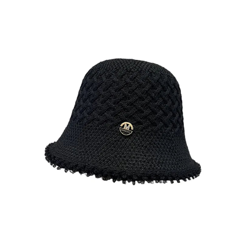 Japanese Minimalist Hollow Bucket Hat Women