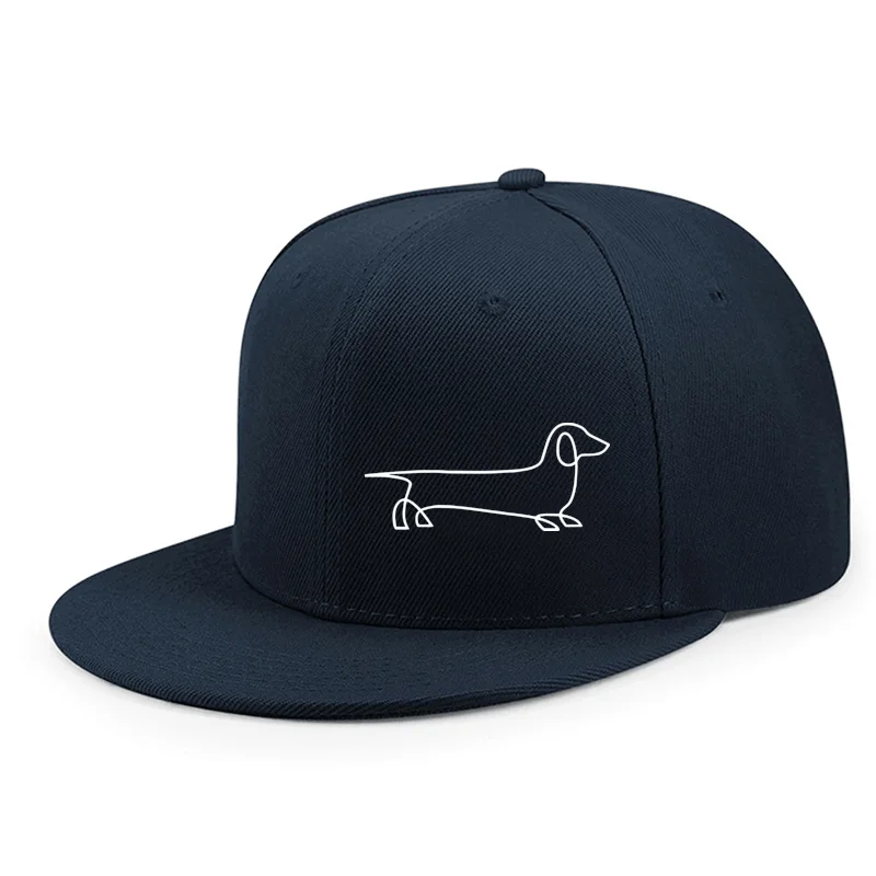 Dachshund Line Art Flat Brim Snapback Cap