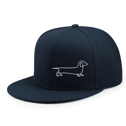 Dachshund Line Art Flat Brim Snapback Cap