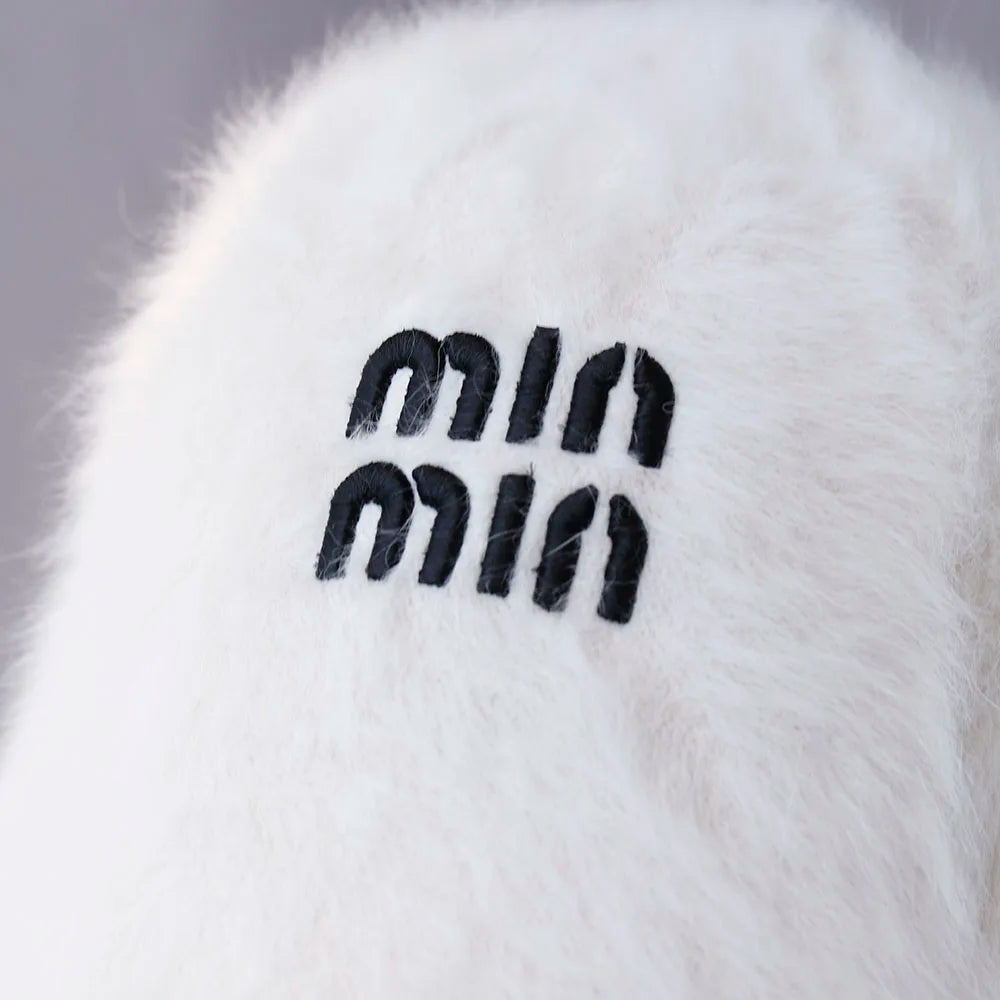 Plush Rabbit Fur Winter Bucket Hat for Women