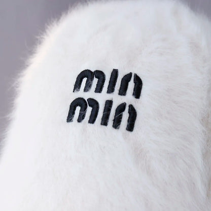 Plush Rabbit Fur Winter Bucket Hat for Women