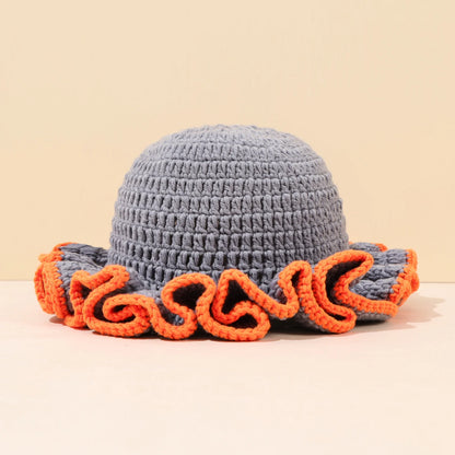 Multicolor Ruffle Knitted Wool Bucket Hat