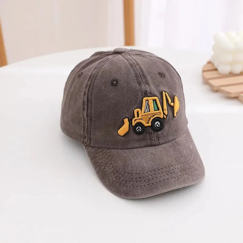 Children Excavator Embroidery Baseball Caps