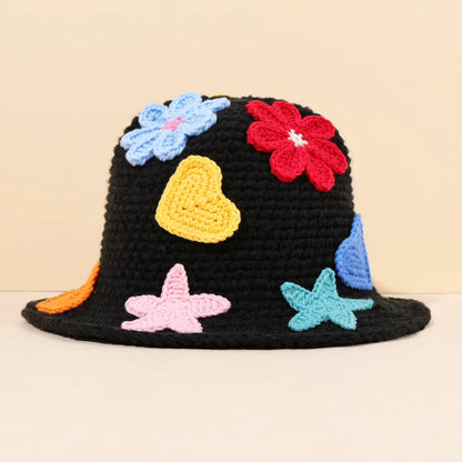 Vintage Flower Knitted Hollow Bucket Hat