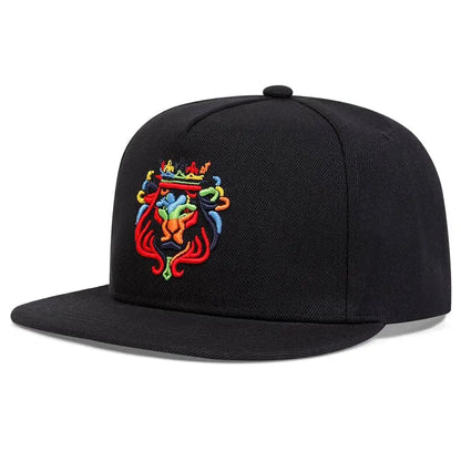 Lion Crown Embroidery Snapback Cap