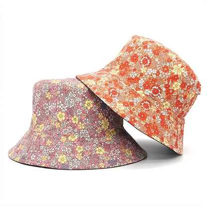 Floral Print Reversible Cotton Bucket Hat