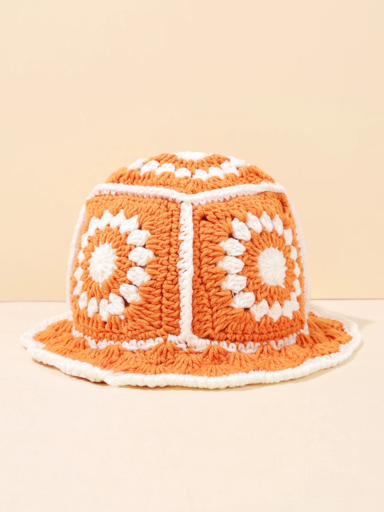 Handmade Vintage Geometric Crochet Bucket Hat