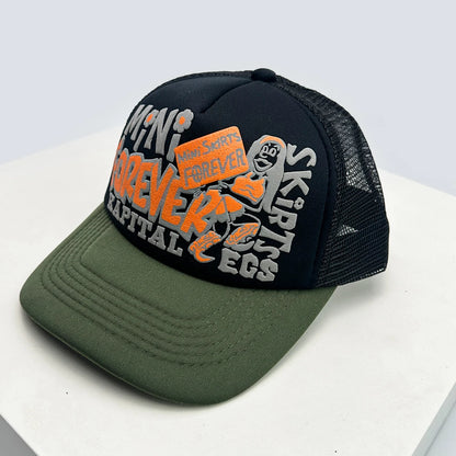 American Graffiti Letter Colorblock Trucker Baseball Cap