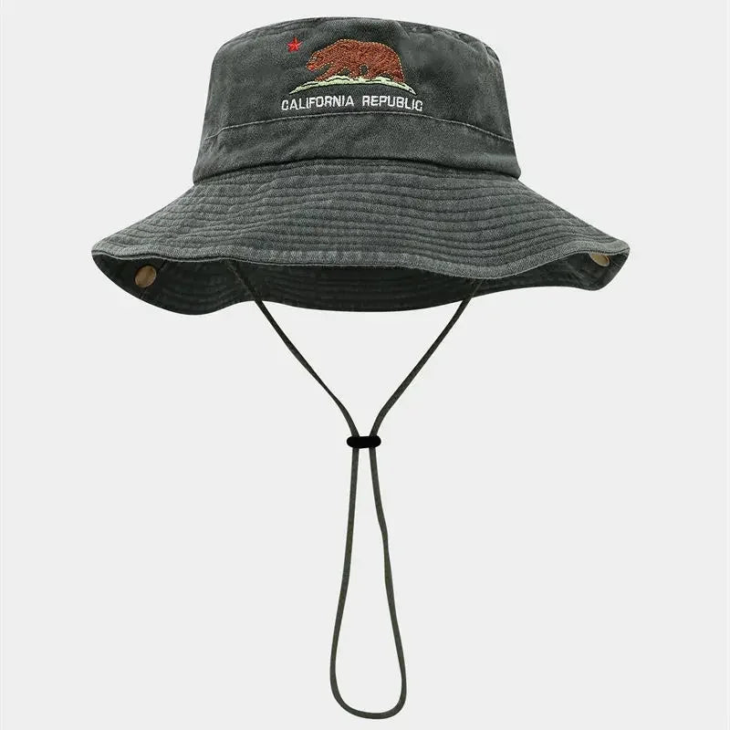 Autumn Cotton Embroidered Outdoor Travel Bucket Hat