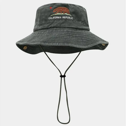 Autumn Cotton Embroidered Outdoor Travel Bucket Hat