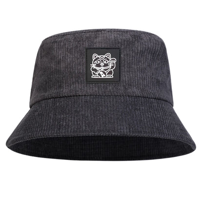 Lucky Cat Corduroy Bucket Hat