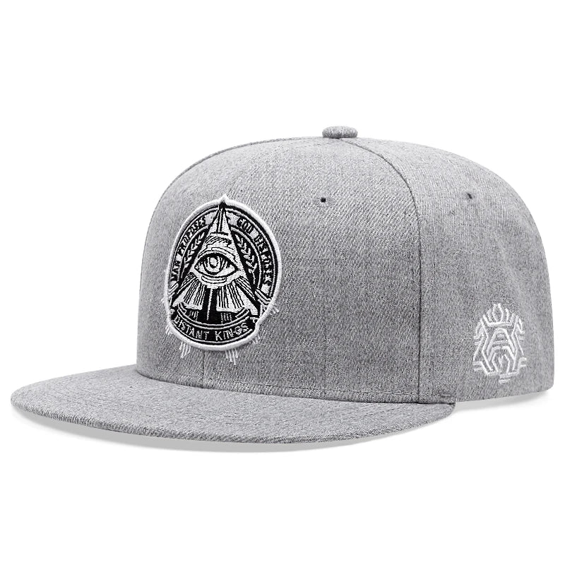 3D Eye Embroidered Flat Brim Hip Hop Cap