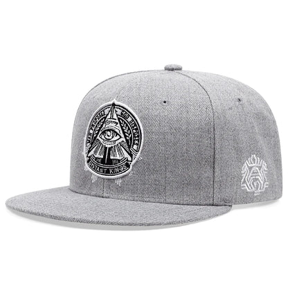 3D Eye Embroidered Flat Brim Hip Hop Cap