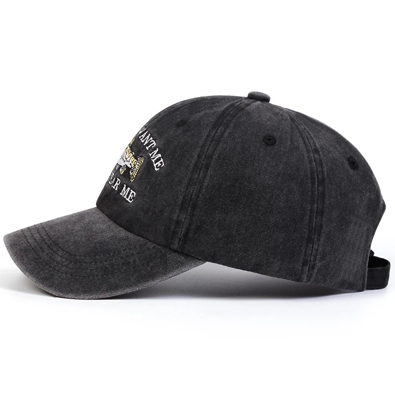 Unisex Fish Embroidery Wash Baseball Caps