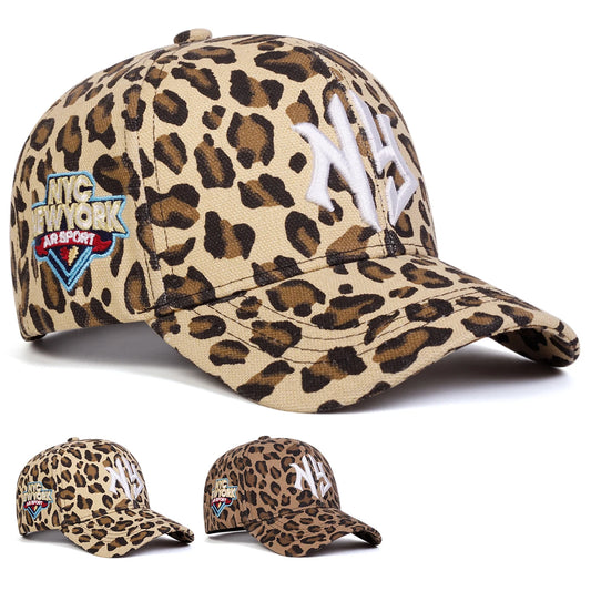Unisex NG Letter Embroidery Leopard Print Baseball Caps