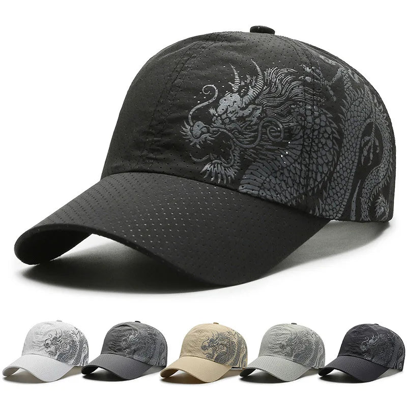 Chinese Style Dragon Printed Baseball Cap