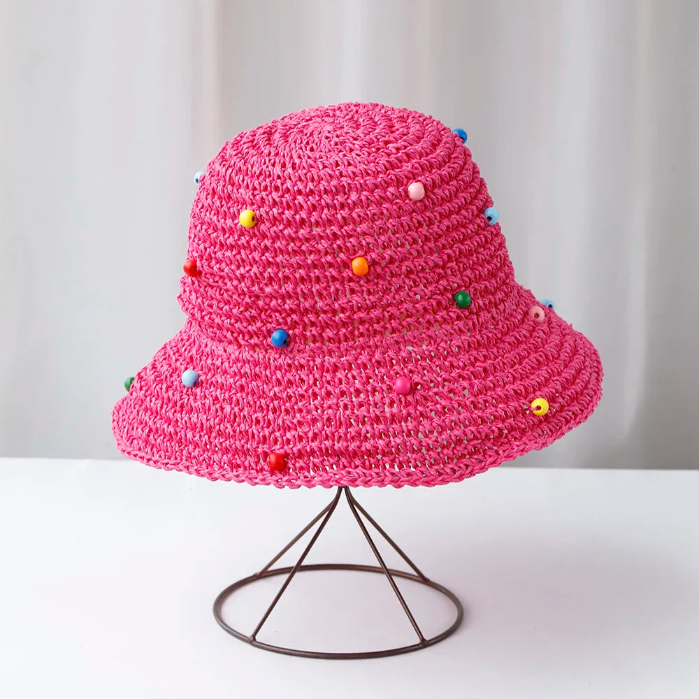 Y2K Womens Wide Large Brim Straw Bucket Hat