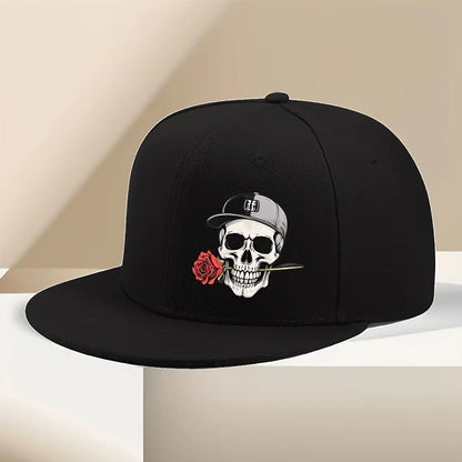 Unisex Skull Rose Vintage Hip Hop Snapback Cap