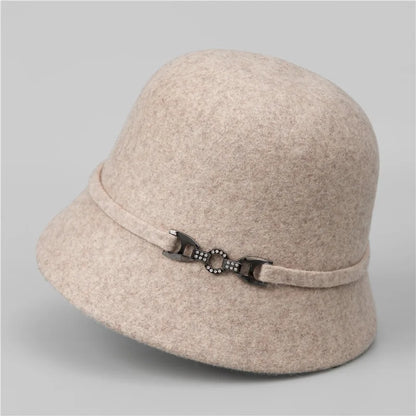 Women's Premium Wool Buckle Winter Bucket Hat