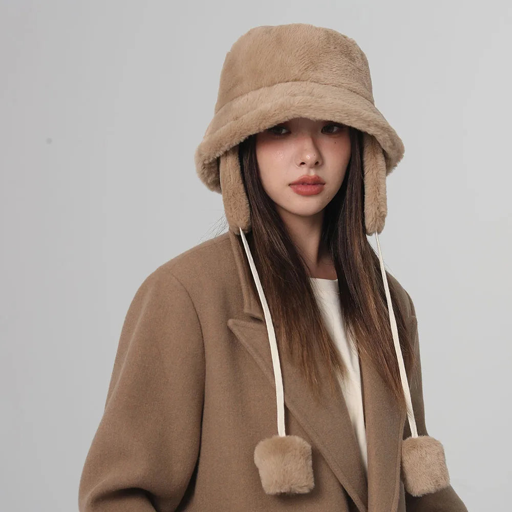 Women's Winter Bomber Bucket Hat with Ear Protection