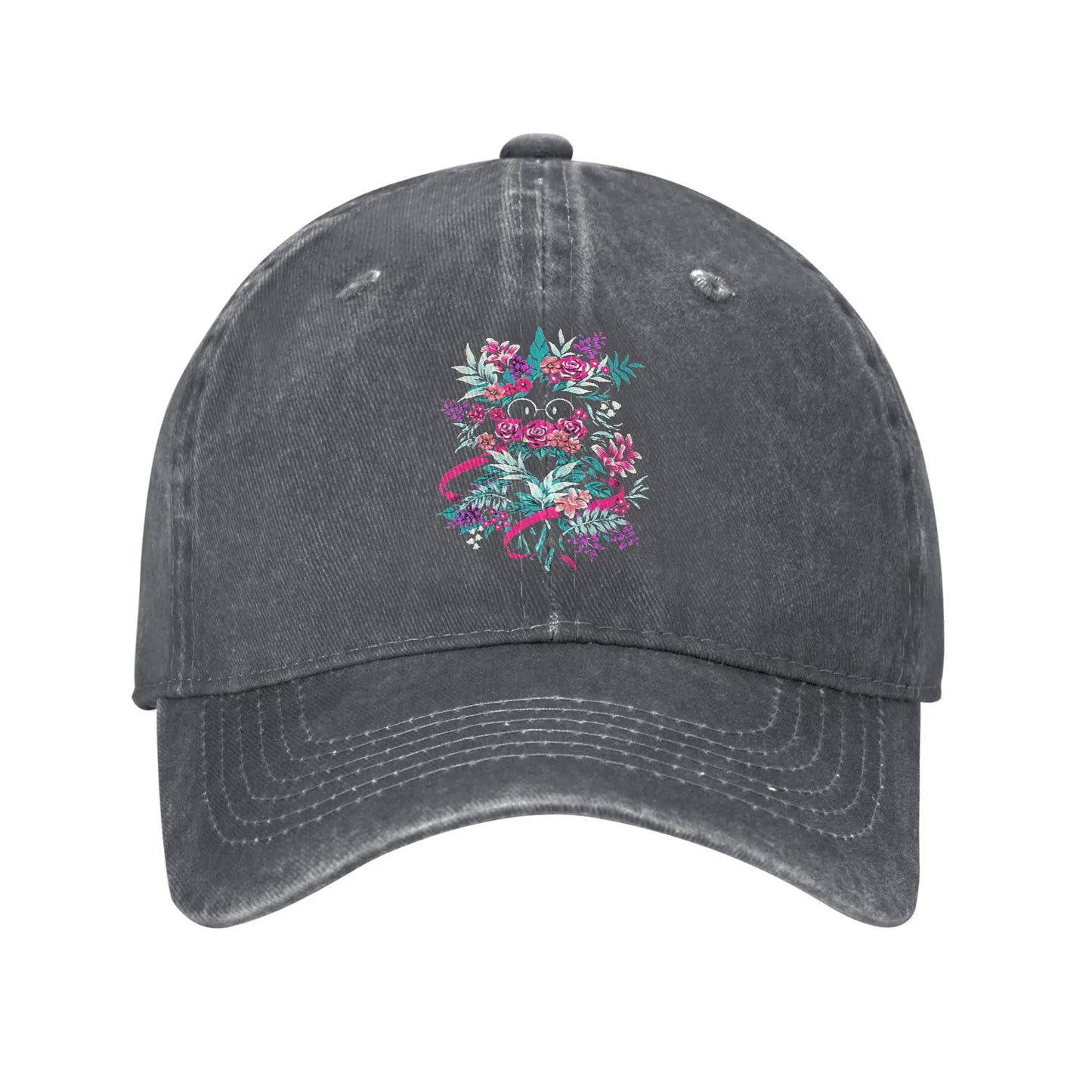 Deltarune Spamton Ralsei Floral Denim Baseball Cap
