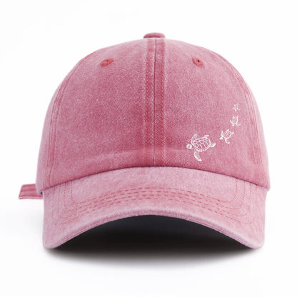 Turtle Print Minimalist Retro Washed Baseball Cap