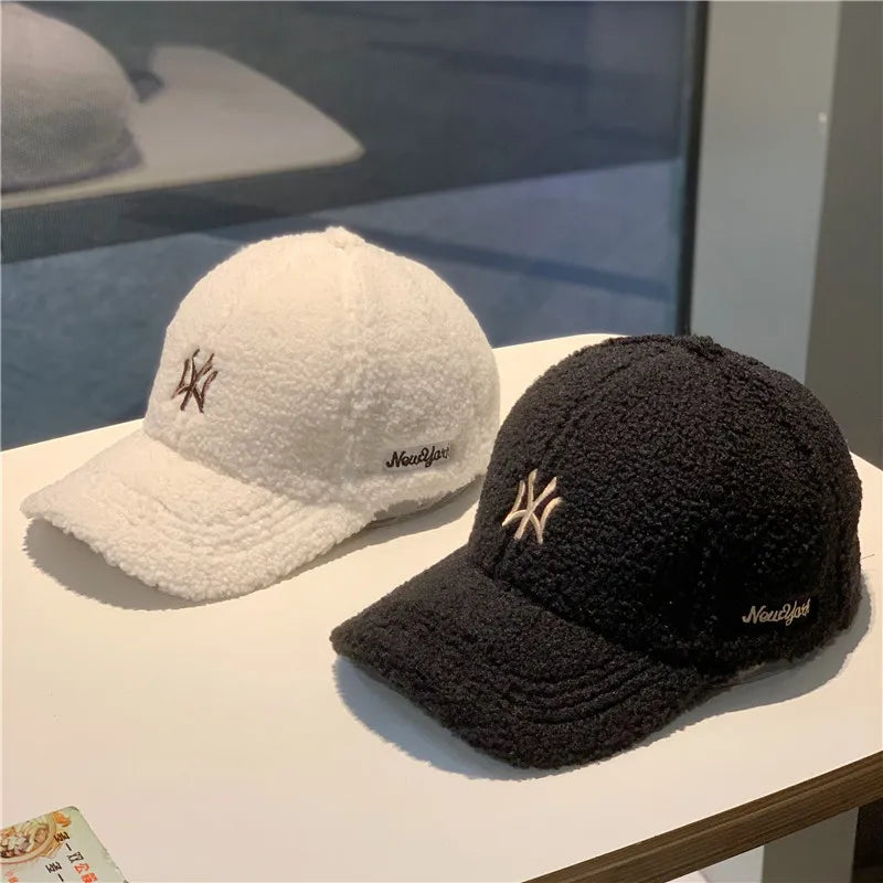 Faux Cashmere Letter Logo Winter Baseball Cap