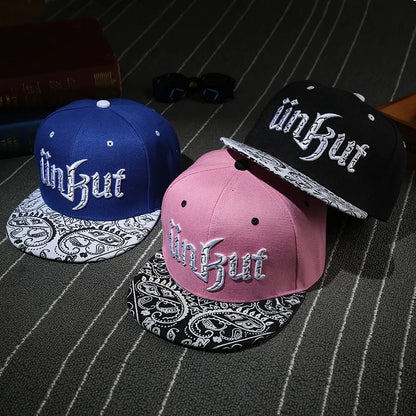Unisex Korean Letter Flat Brim Cap