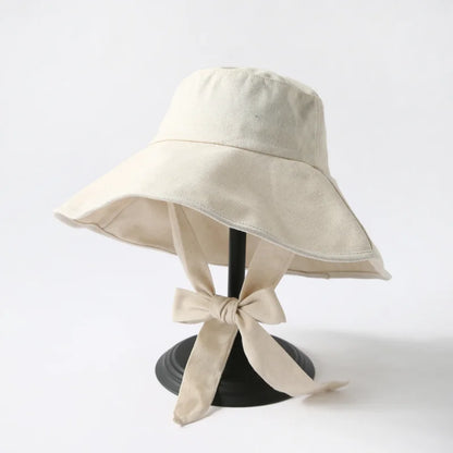 Japanese Cotton Linen Wide Brim Bucket Hat