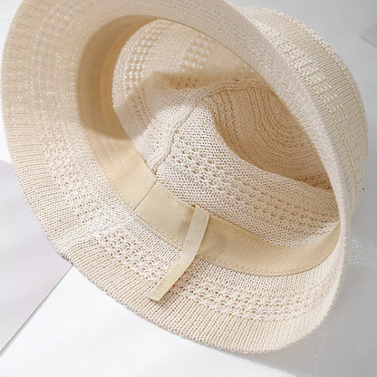 Spring Summer Hat Women Hollow Breathable Knitted Bucket Hat