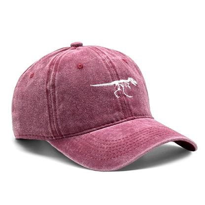 Skeleton Dinosaur Print Retro Adjustable Baseball Cap