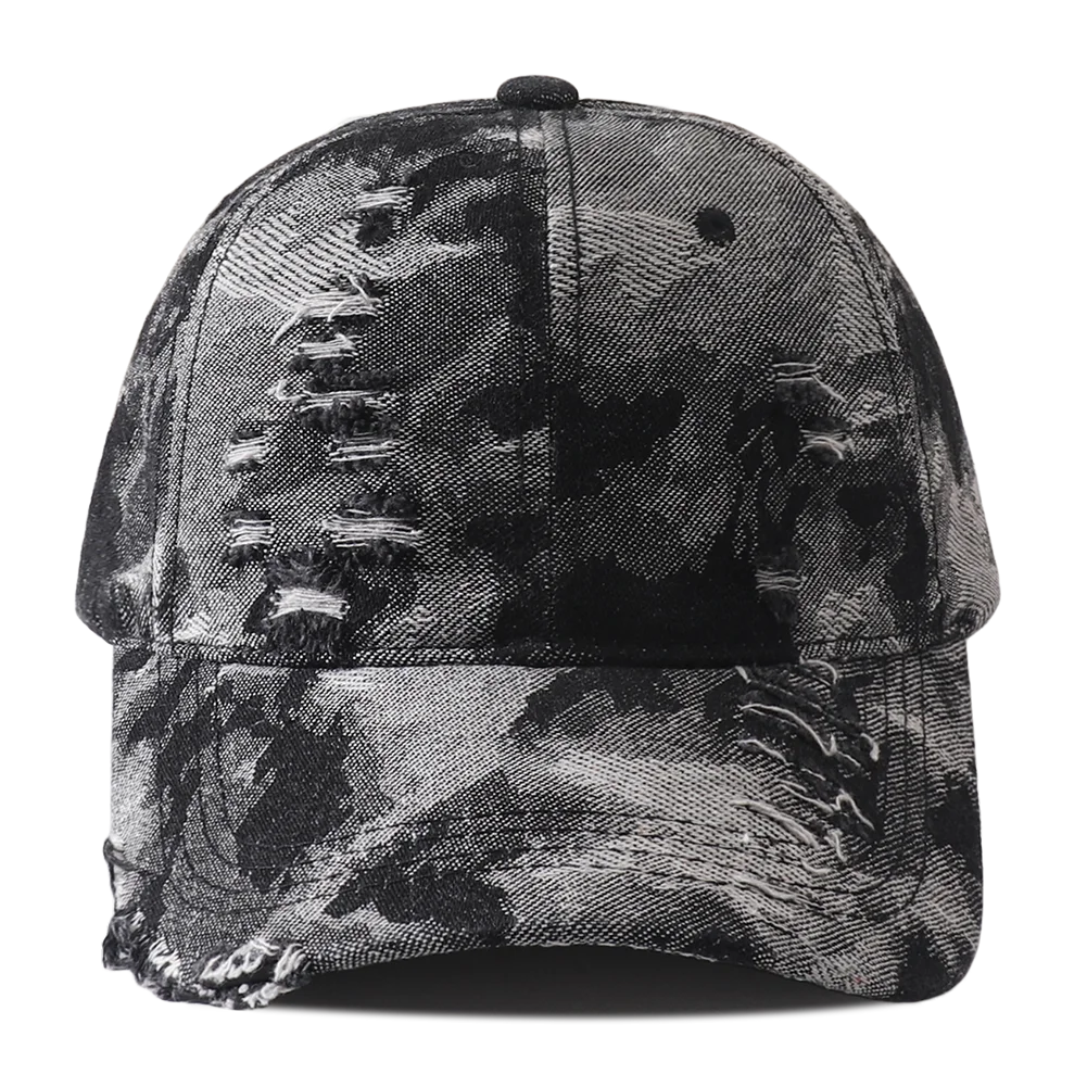 Vintage Distressed Denim Hip Hop Streetwear Baseball Cap
