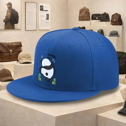 Cute Panda Money Graphic Flat Brim Snapback Cap