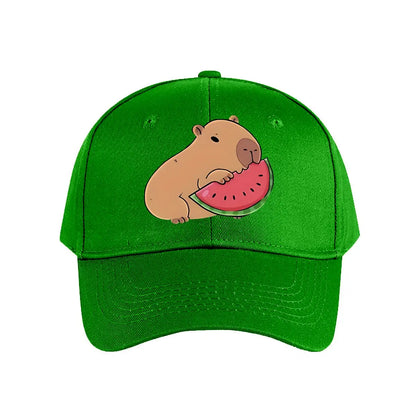 Capybara Eating Watermelon Vinyl Sticker Snapback Baseball Cap