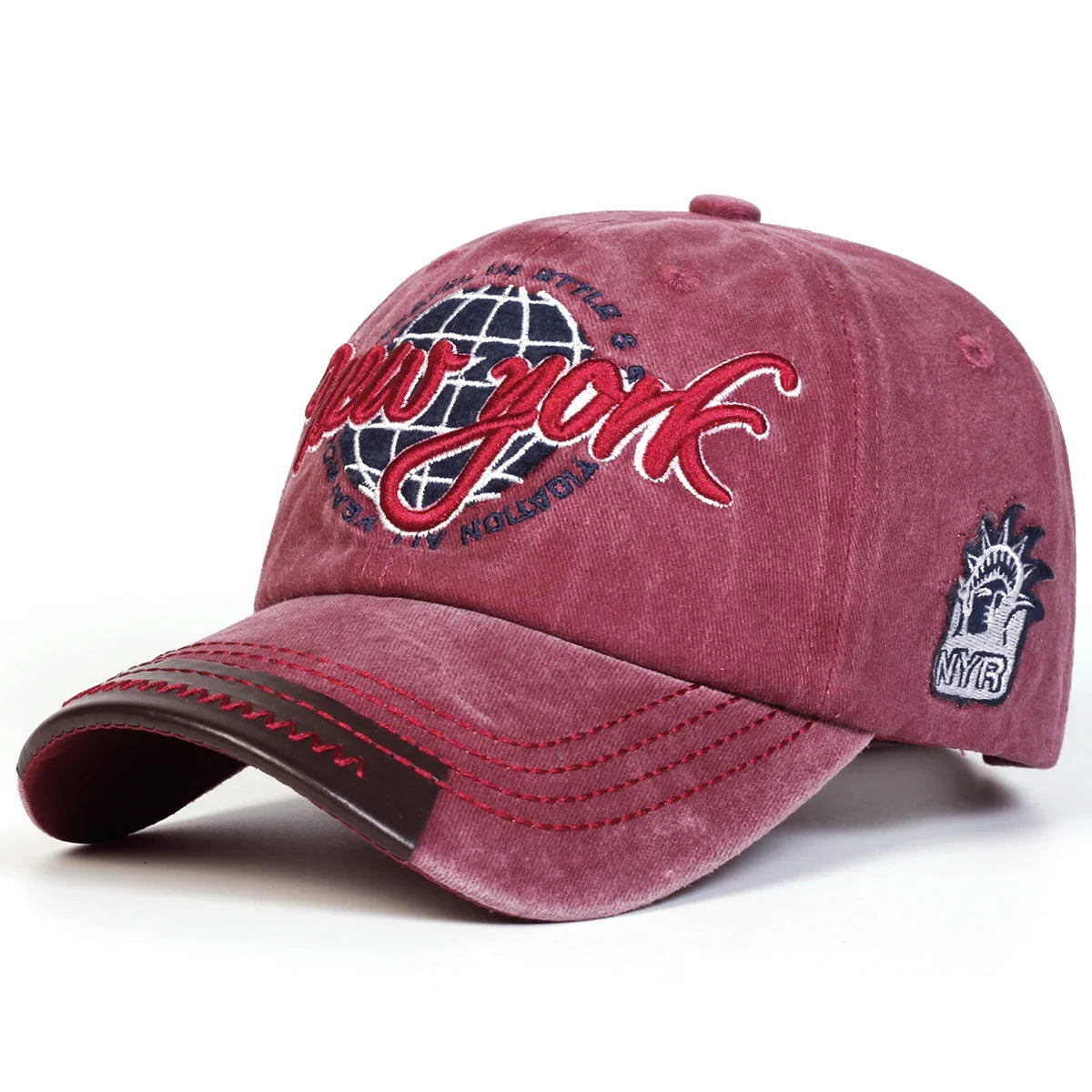 Unisex New York Embroidery Wash Baseball Caps