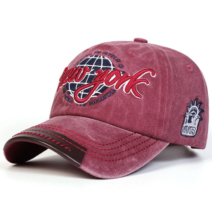 Unisex New York Embroidery Wash Baseball Caps