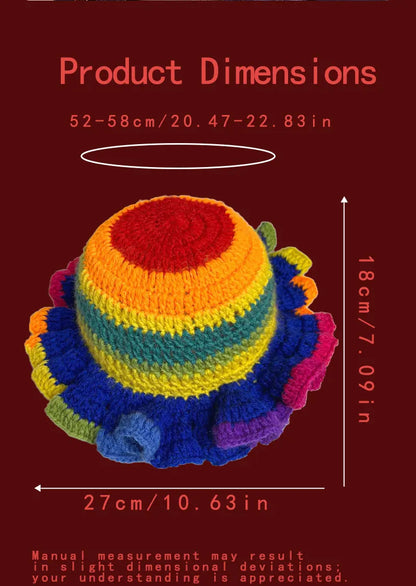 Womens Acrylic Knitted Wide Brim Bucket Hat