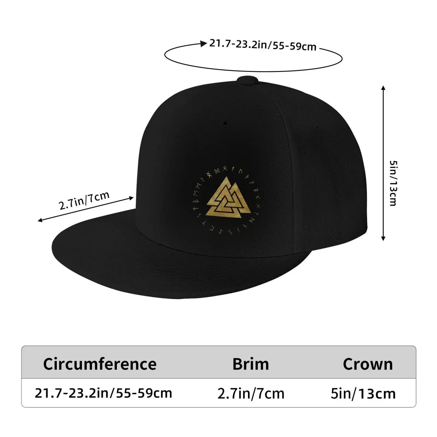 Valknut Odin Symbol Adjustable Snapback Cap