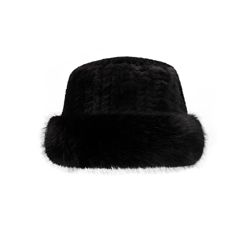 Plush Winter Fisherman Bucket Hat for Women