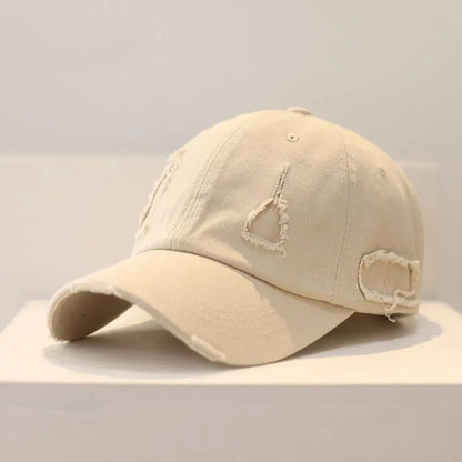 Trendy Worn Hole Letter Streetwear Baseball Cap