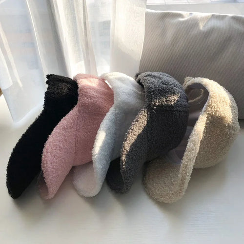 Women Plush Lamb Wool Winter Baseball Cap