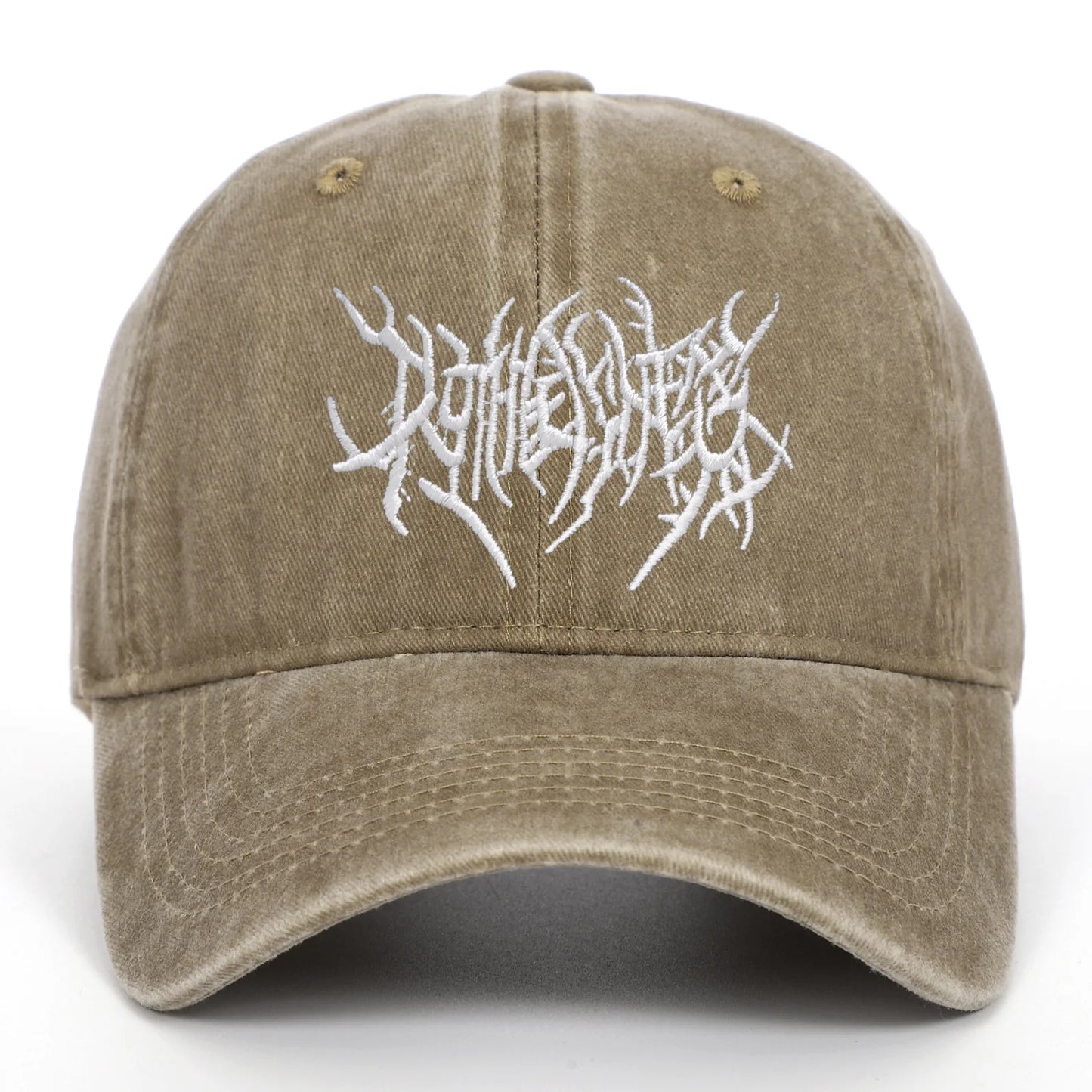 Goth Rock Embroidered Washed Baseball Cap